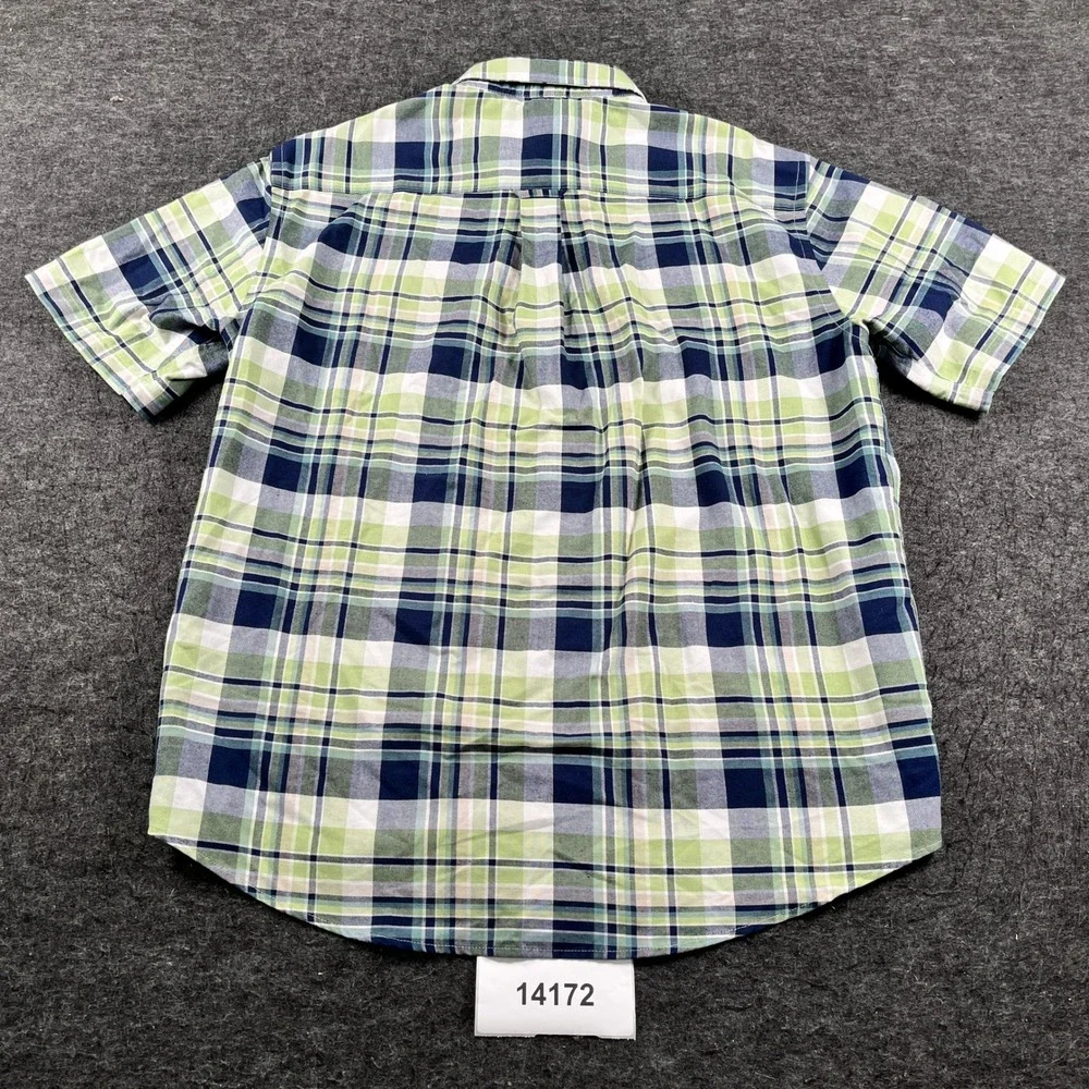 St. John's Bay Shirt Mens Large Green Blue Plaid Cotton Iron Free Button Down